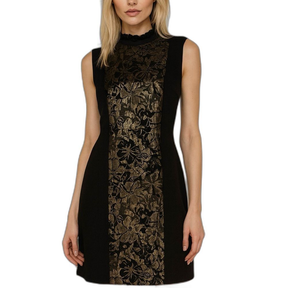 Brand new with tag! IMAN Elegant Black and Gold Sleeveless Dress